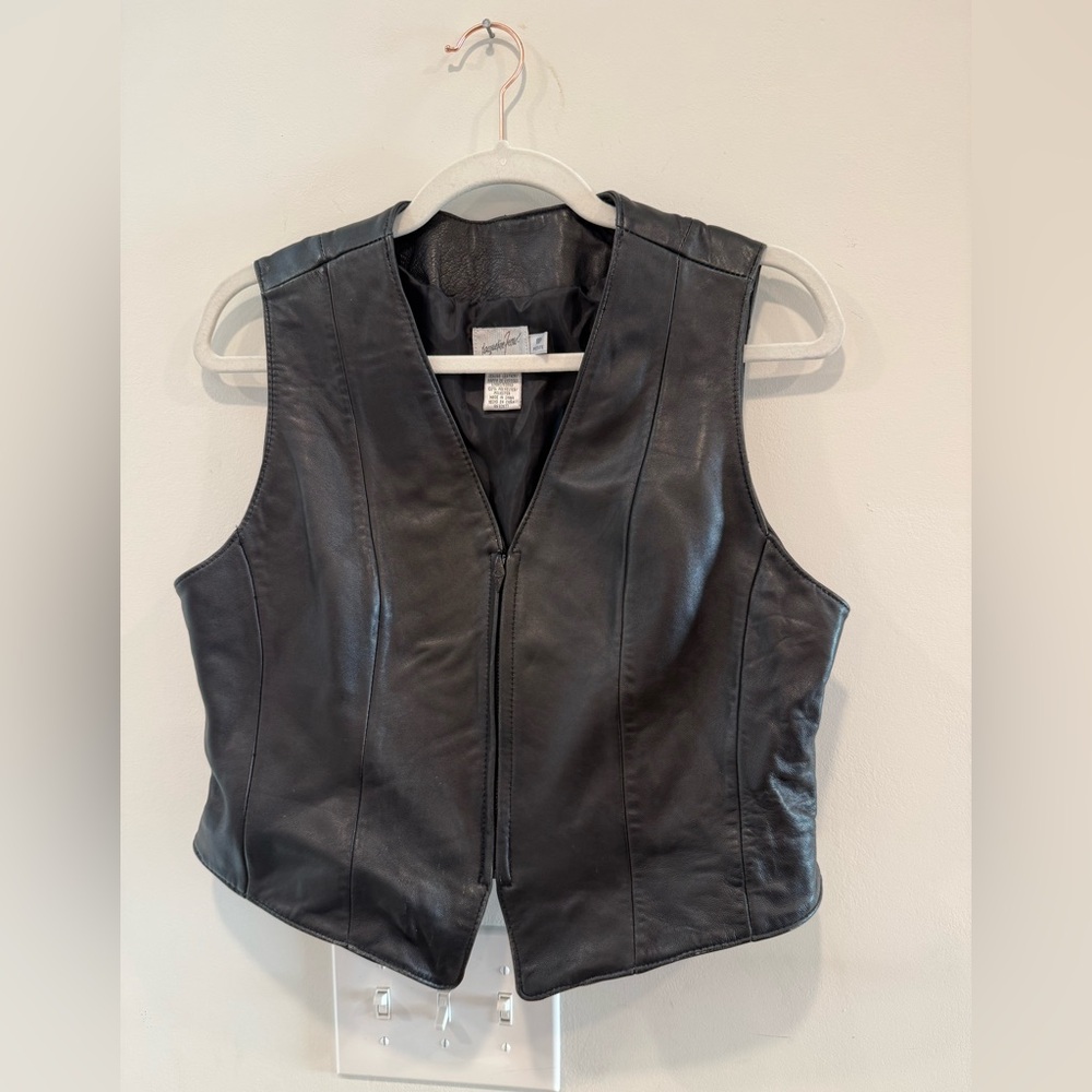 Elegant Black Leather Vest for Women